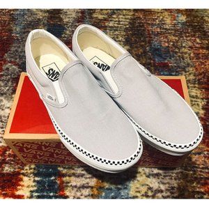 Vans Grey Dawn Classic Slip-On Shoes with Checkerboard Foxing W 9 M 7.5
